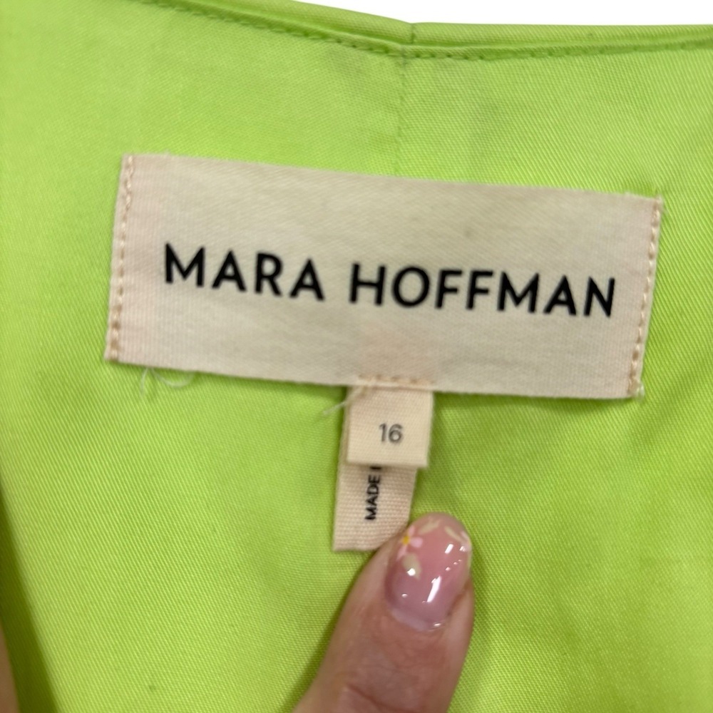 MARA HOFFMAN Naliyah V-Neck Maxi Dress Chartreuse Neon Green Bell Sleeve Size 16 - Picture 8 of 11